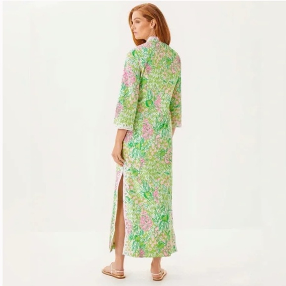 Lilly Pulitzer sz 4 Shealyn stretch maxi caftan lime feeling good fauna nwt - Picture 3 of 7